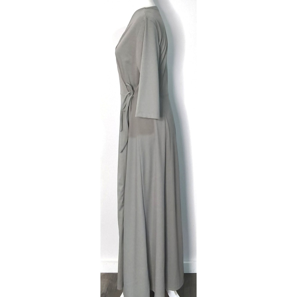 TravelSmith Wrap Dress Womens L‎ Gray 3/4 Sleeve V-Neck Maxi - Picture 7 of 15
